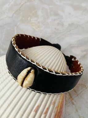 African Cowrie Shell Handmade Leather Bracelet